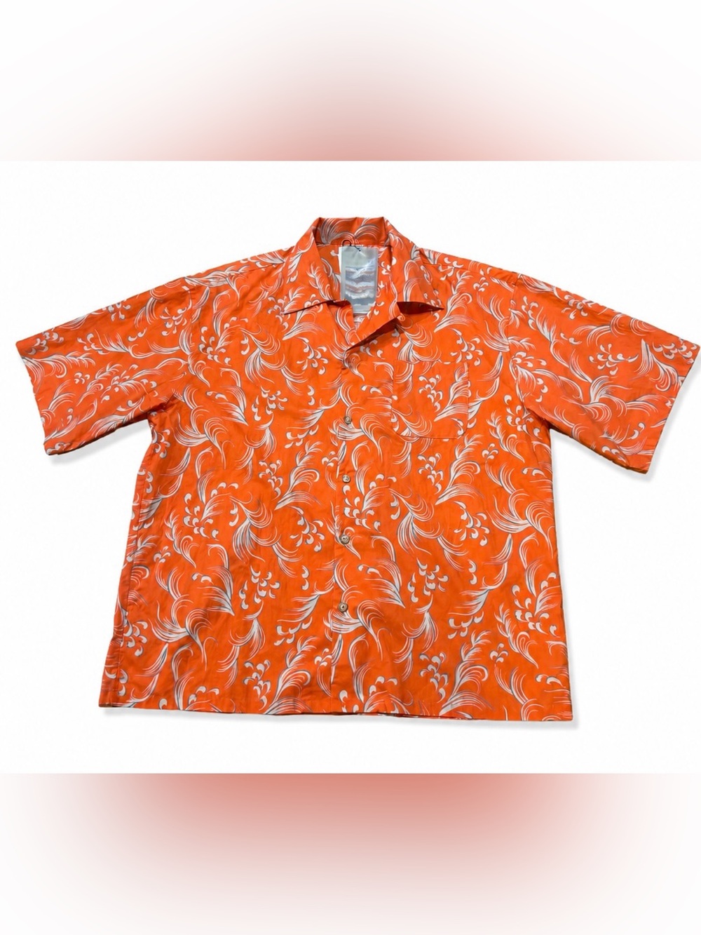John Elliott Camp Shirt Orange & White Print  Men’s Sz 5 XXL US 100% Cotton New